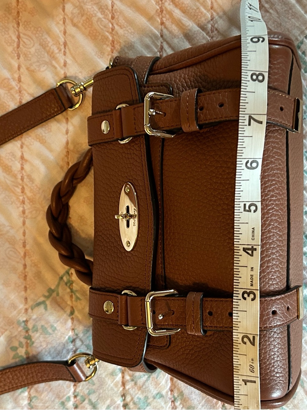 Mulberry Mini Alexa Heavy Grain Leather Satchel Chestnut Brown Retails $1345 EUC - Picture 15 of 17
